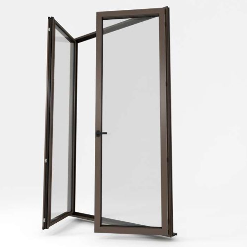 porte-fenêtre 2 battants ouvrants Modèle ALU Brun Sépia Satiné - Boutique du Menuisier 31600 sud Toulouse