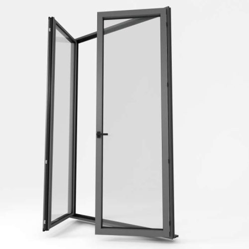porte-fenêtre ouvrant 2 battants Modèle ALU Gris Fine Texture - Boutique du Menuisier 31600 sud Toulouse