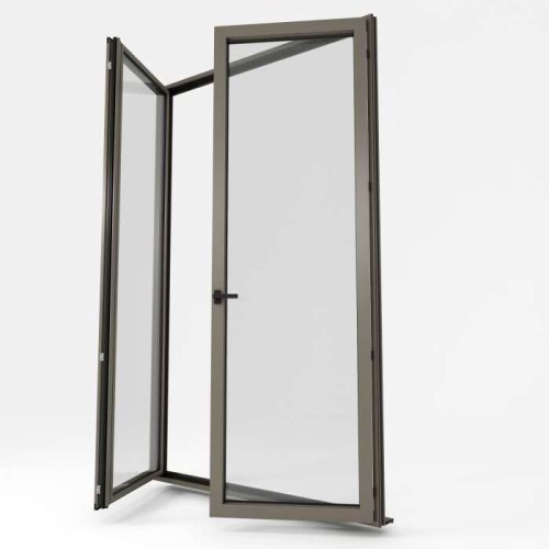porte-fenêtre 2 vantaux Modèle ALU Gris Quartz Fine Texture