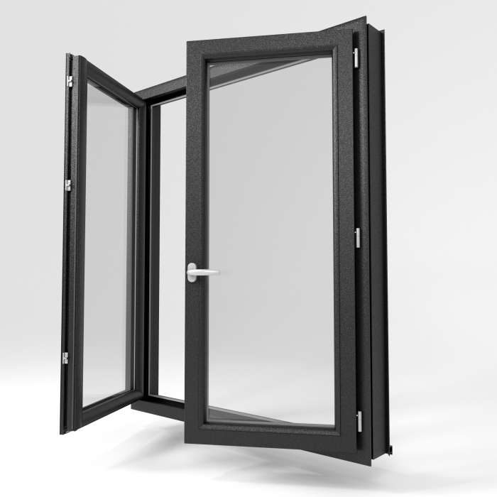 Fenêtre PVC Plaxé Granulé Brun Noir Extérieur de la Boutique du Menuisier 31600