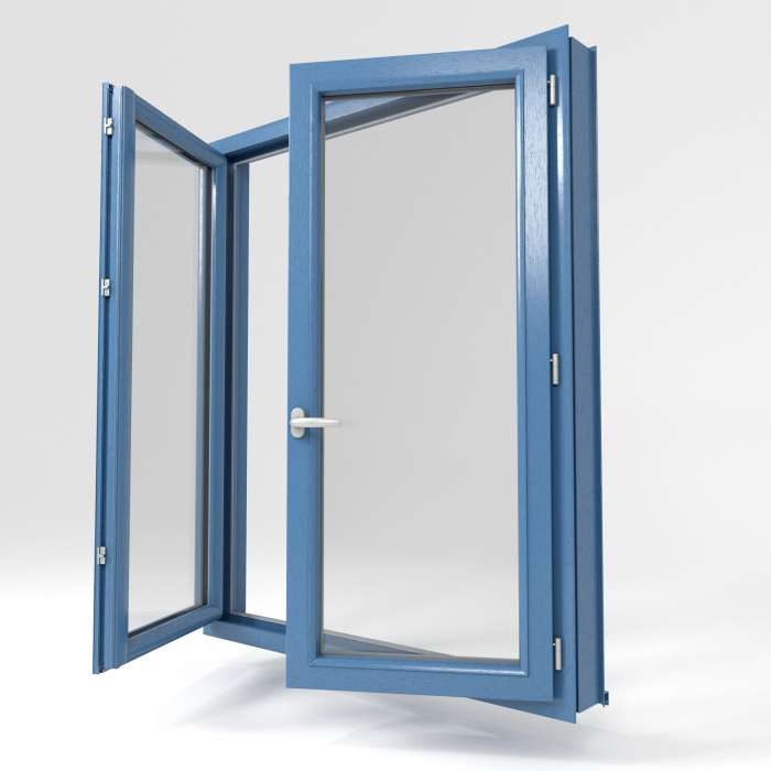 Fenêtre PVC modèle Plaxé Uni Veiné Bleu Brillant - Boutique du Menuisier 31600 et sud Toulouse
