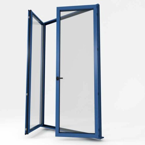 porte fenêtre en aluminium modèle Bleu Gentiane d'aspect Satiné