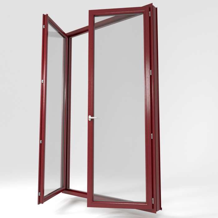 Porte-fenêtre en PVC modèle Plaxé uni veiné rouge vin, produit de La Boutique du Menuisier 31